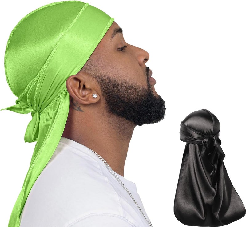 ForceWave 2 Pieces Silky Durag Pack for Men Women Waves, Premium Satin Deluxe Du-rag - Image 1